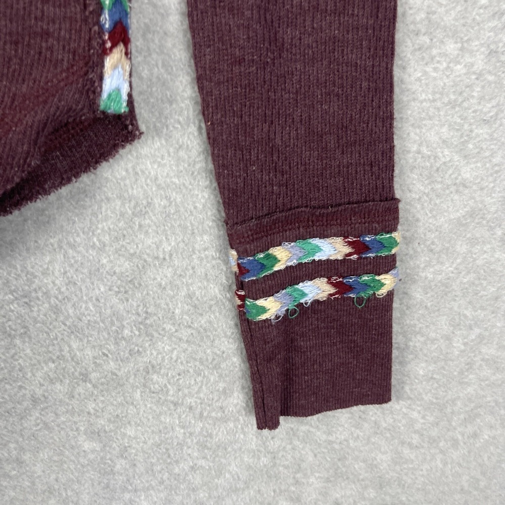 Free People We The Free Waffle Knit Henley Top Womens XS Burgundy Thermal - Picture 12 of 12